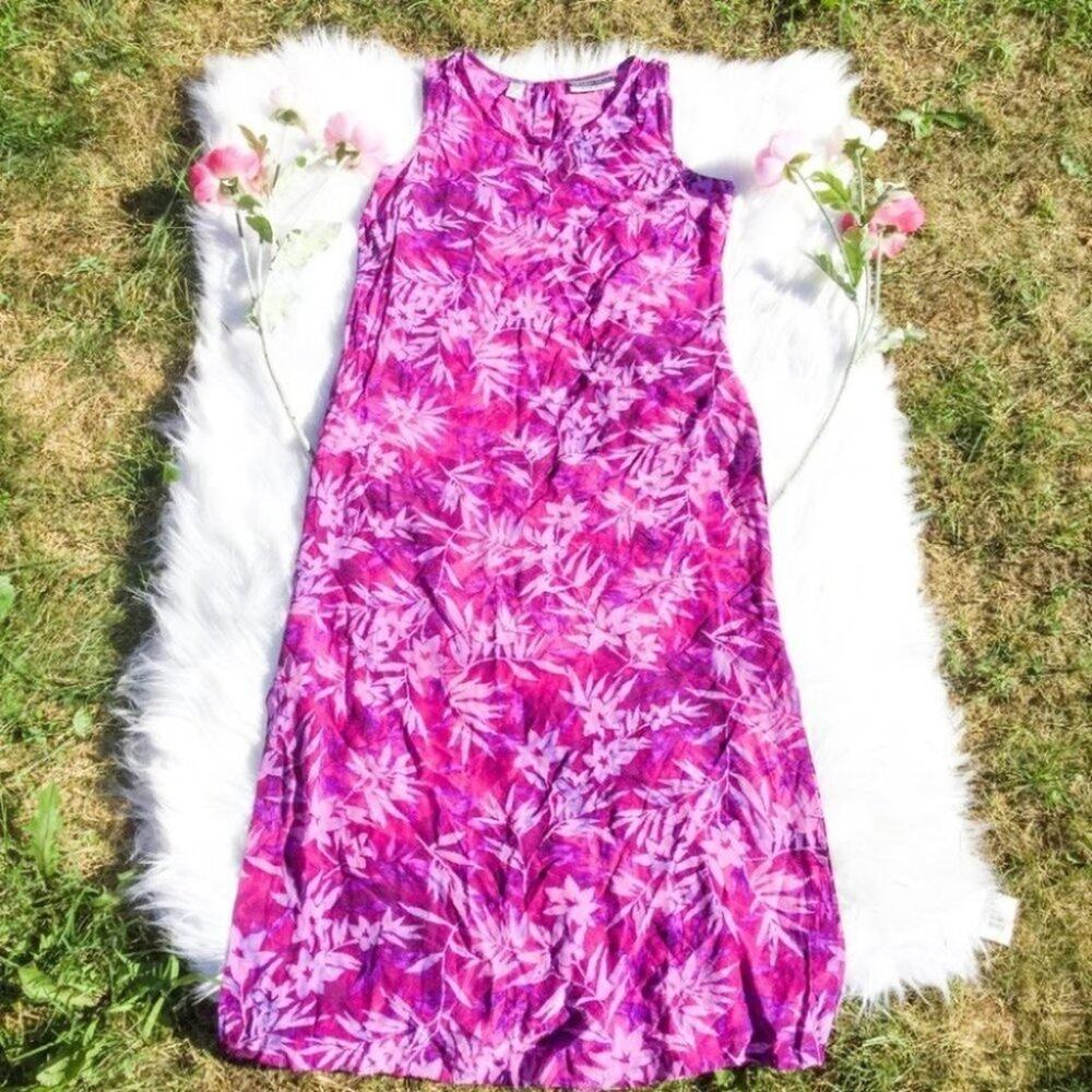 Amanda Smith Purple Flower Silk Maxi Button Dress
